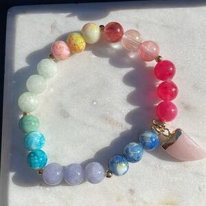 NWT BRACELET 7 seven Chakra bracelet Quartz pendant gift for her
